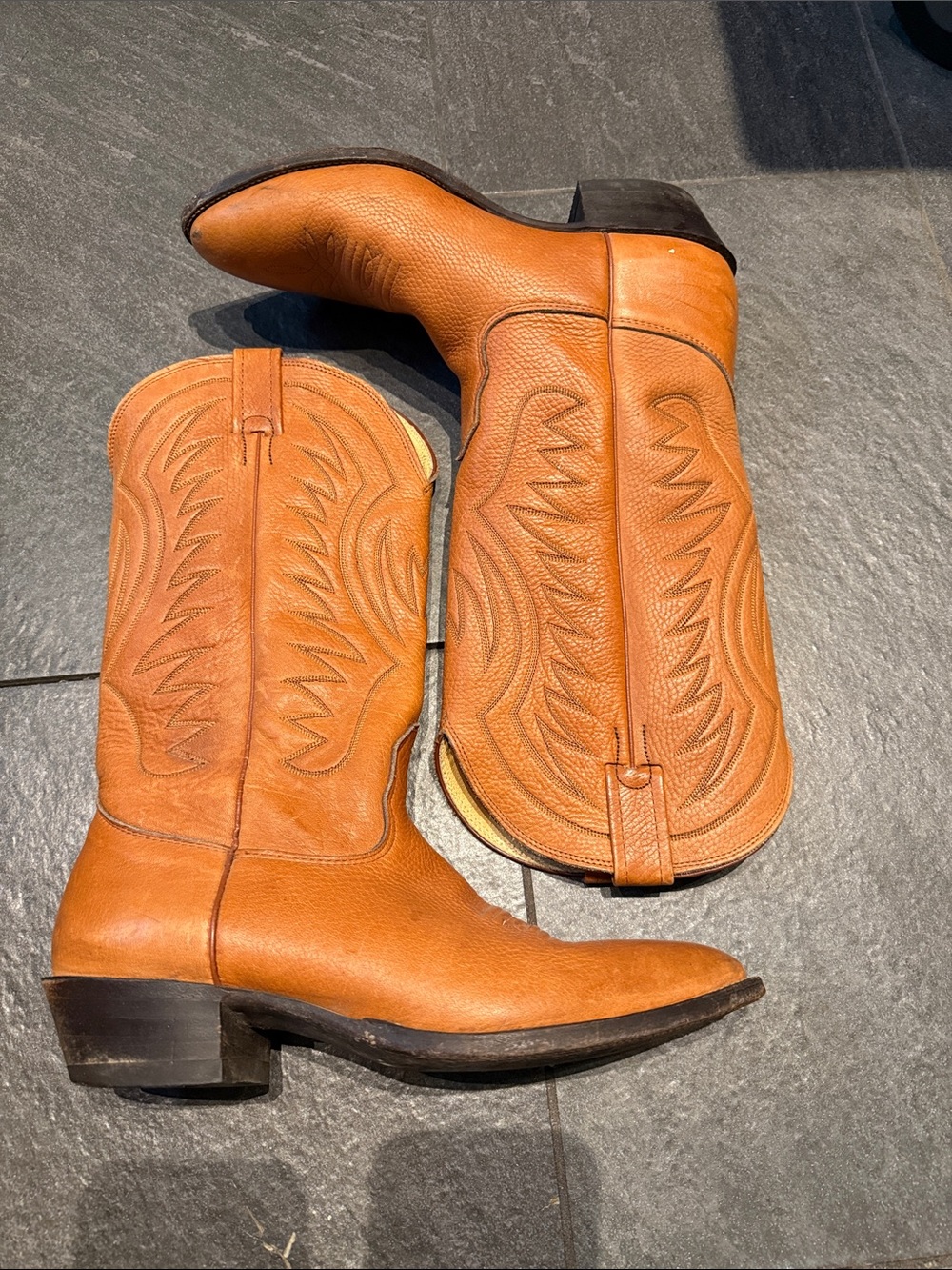 Vintage Nocona Cognac Western Leather Cowboy Boots